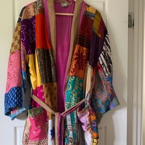 100% Silk bathrobe, patchwork